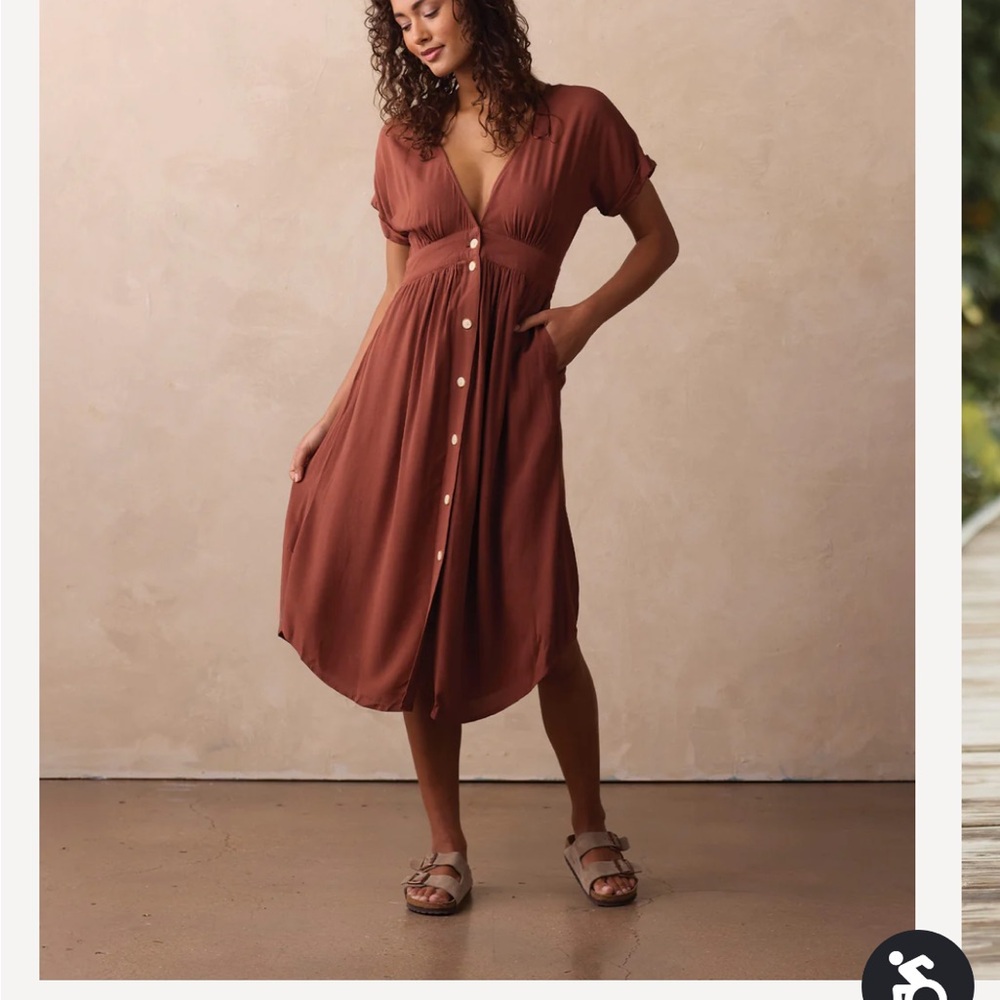 Rust Button-Up Midi Dress - Picture 4 of 5